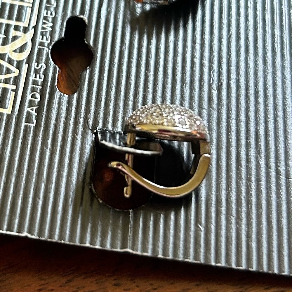 NWT Sterling Silver Pavé Crystal Button Earrings - Picture 10 of 14